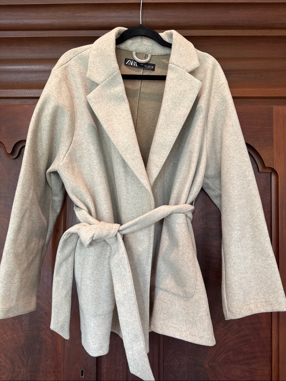 ZARA Light Cream Belted Trench Coat